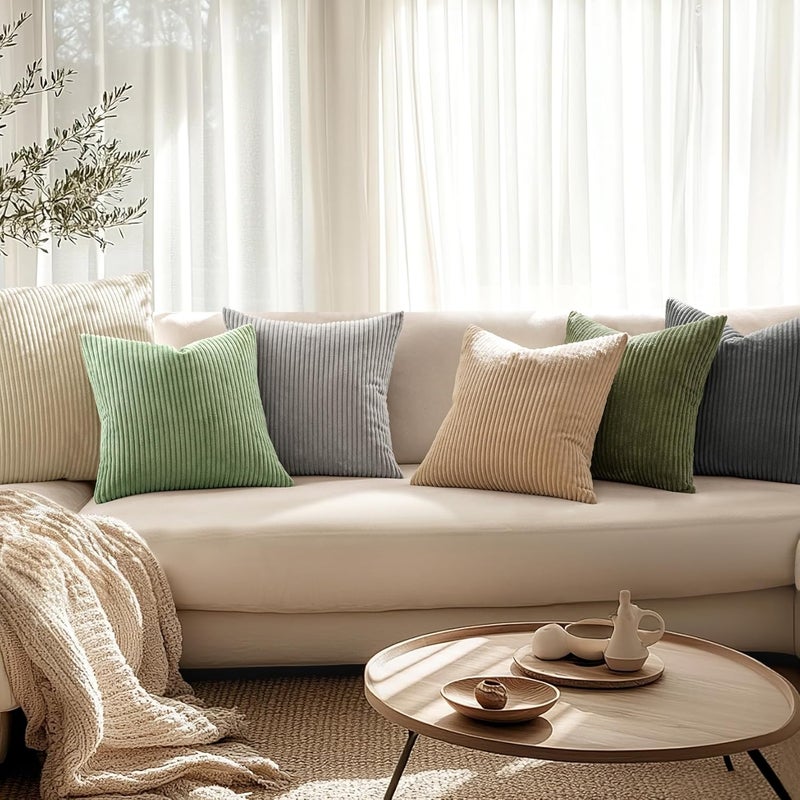 MIULEE Pack of 2 Pillow Covers Soft Soild Decorative Square Throw Pillow Covers Set Cushion Cases Pillowcases for Sofa Bedroom Car 18 x 18 Inch 45 x 45 Cm Olive Green - Image 4